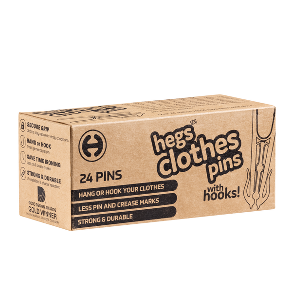 HEGS Clothes Pins with Hooks | 24 Pack