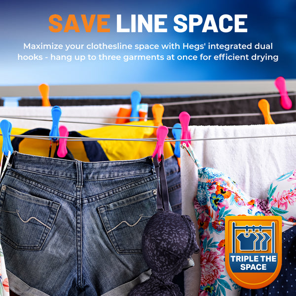 HEGS Clothes Pins with Hooks | Mixed Pastel Colors | 42 Pack