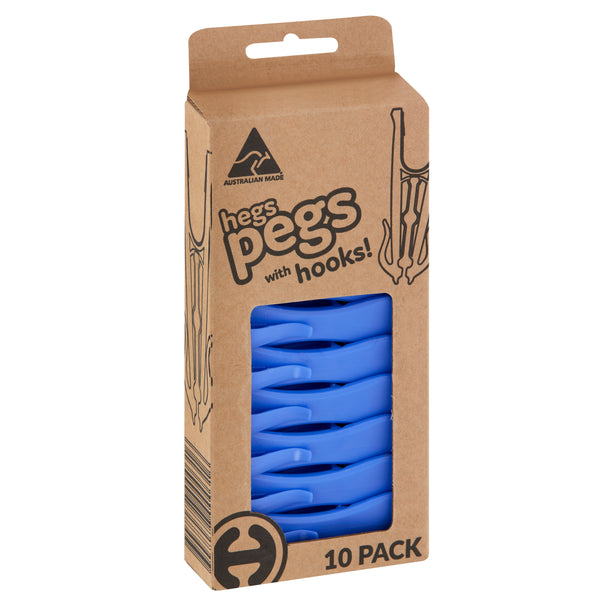 HEGS Clothes Pins with Hooks | 10 Pack | Choose your color