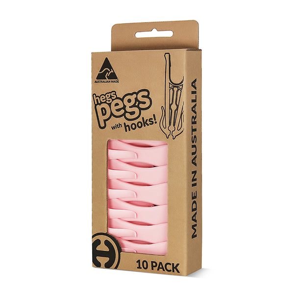 HEGS Clothes Pins with Hooks | Recycled Plastic | 30 Pack Bright Pink-Pastel Green-Pastel Pink
