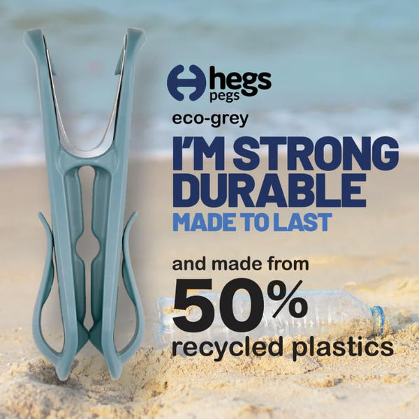 HEGS Clothes Pins with Hooks | Recycled Plastic | 30 Pack Bright Blue