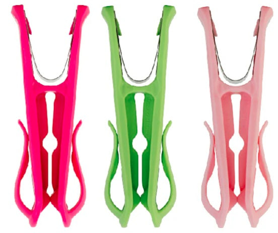 HEGS Clothes Pins with Hooks | Recycled Plastic | 30 Pack Bright Pink-Pastel Green-Pastel Pink